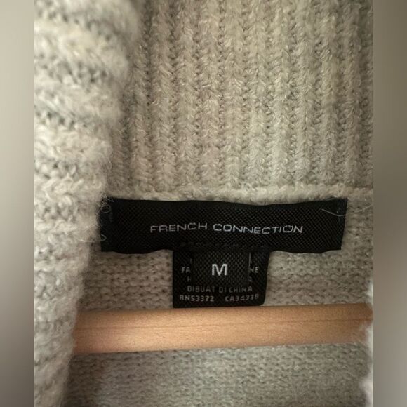 French Connection Vhari Wool Blend Textured Turtleneck Sweater Soft Grey Size M - Picture 5 of 7
